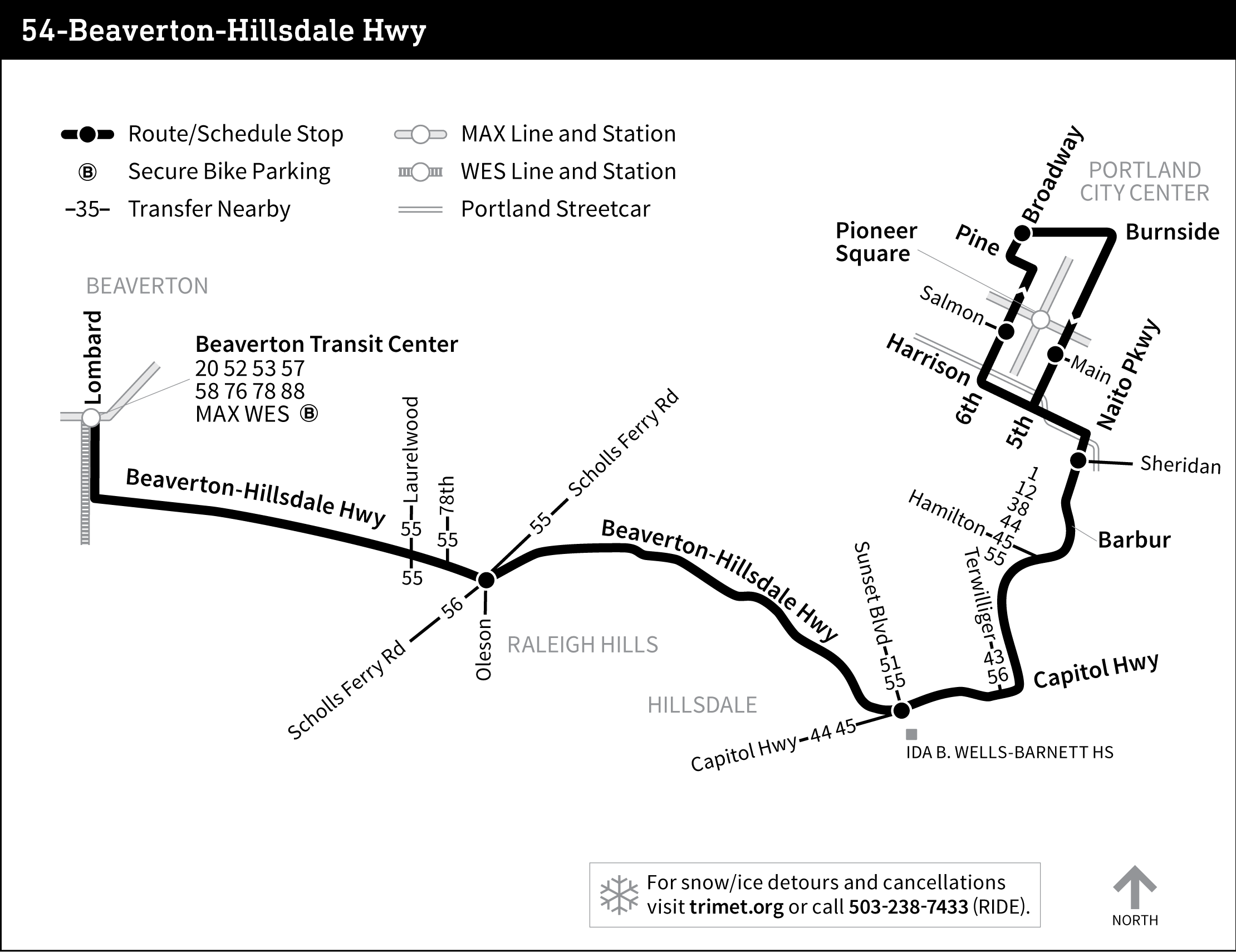 Bus line 54 route map